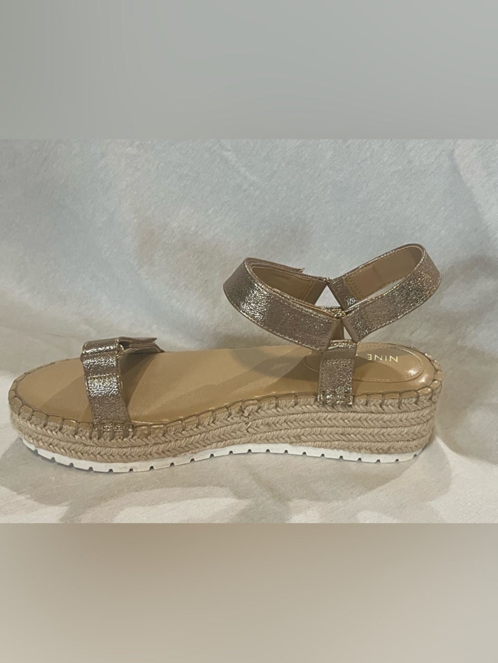 Nine West Metallic Gold Espadrille Platform Sandals